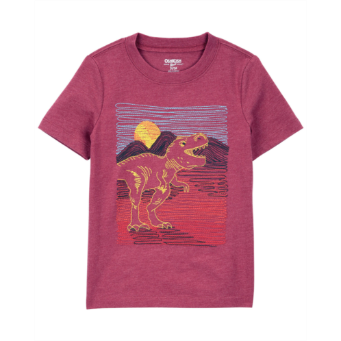 Carters Maroon Baby Stitched Dino Graphic Tee