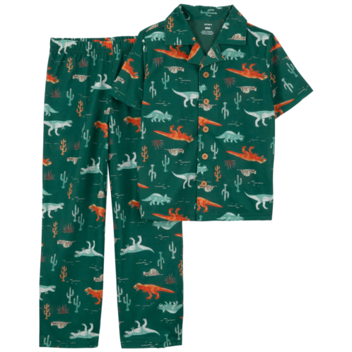 Carters Green Kid 2-Piece Dinosaur Coat Style Pajamas