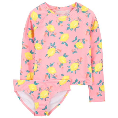 Carters Pink Kid 2-Piece Rashguard Swimsuit Set