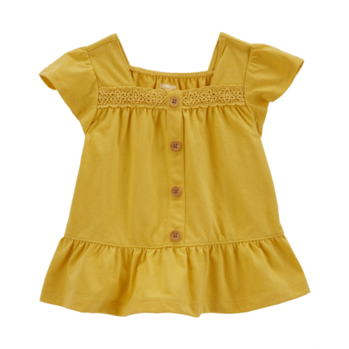 Carters Yellow Baby Crochet Flutter Button-Front Shirt