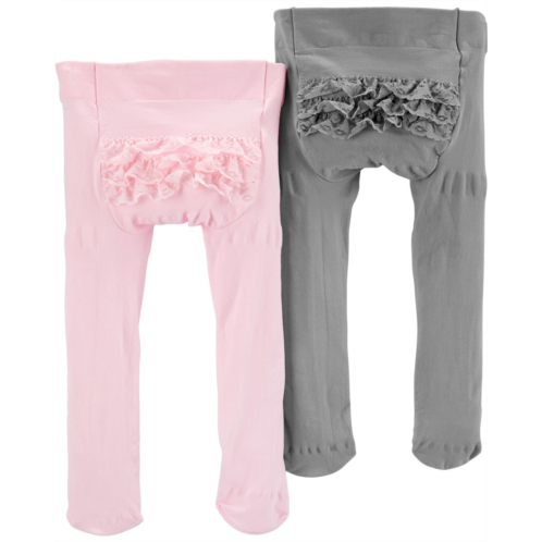 Carters Pink/Grey Baby 2-Pack Tights