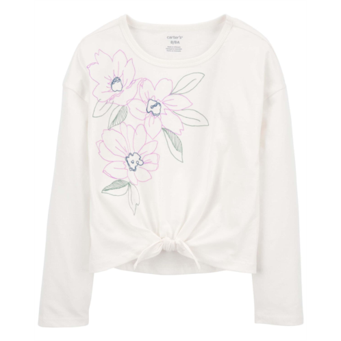 Carters Ivory Kid Floral Tie-Front Jersey Tee