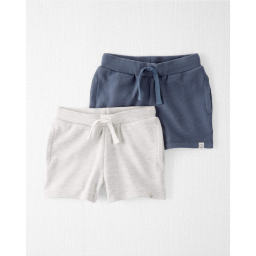 Carters Heather Grey, Coastal Blue Toddler 2-Pack Organic Cotton Textured Shorts
