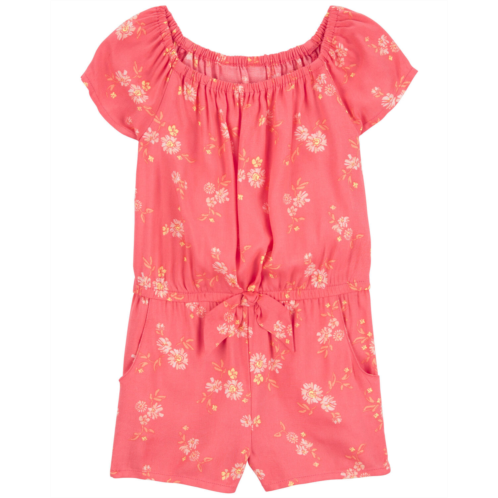 Carters Salmon Toddler Floral Print Romper Made With LENZING ECOVERO