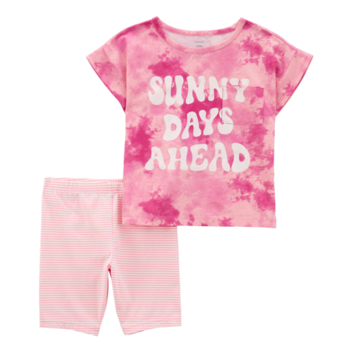 Carters Pink Kid 2-Piece Sunny Days Tee & Bike Short Set