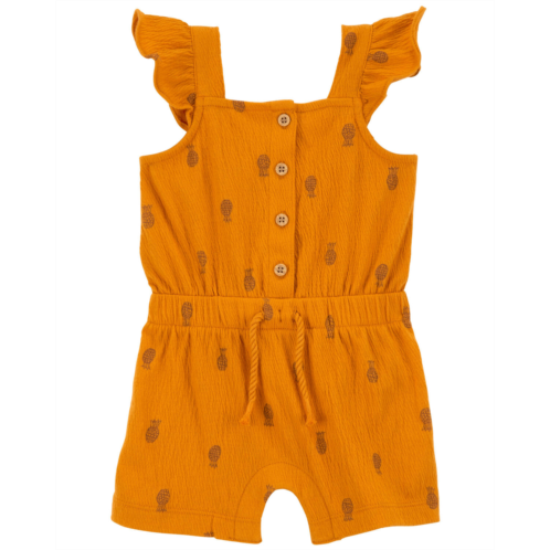 Carters Gold Baby Pineapple Flutter Crinkle Jersey Romper