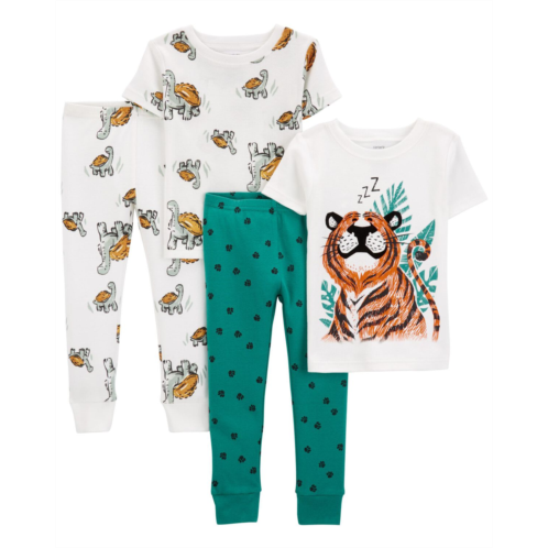 Carters Ivory/Green Toddler 4-Piece 100% Snug Fit Cotton Pajamas