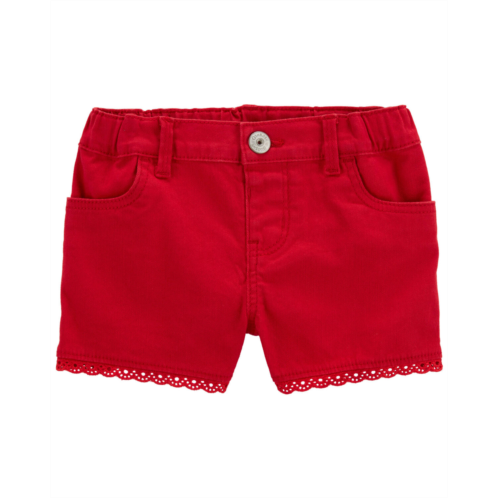 Carters Red Toddler Eyelet Trim Denim Shorts