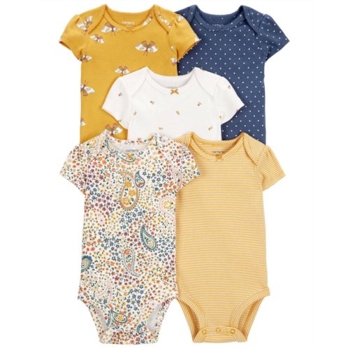 Carters Yellow/White/Navy Baby 5-Pack Short-Sleeve Original Bodysuits