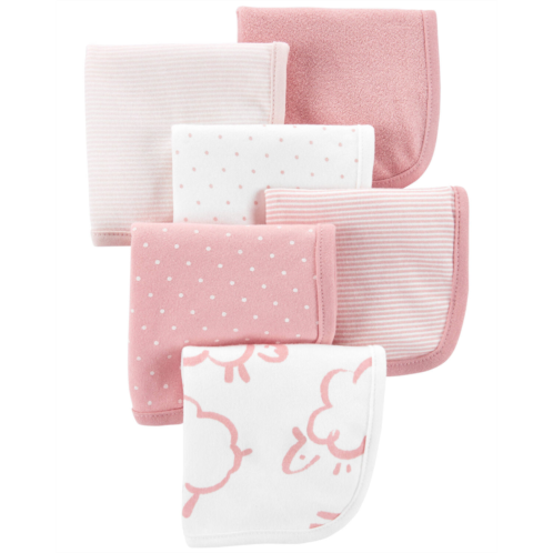 Carters Pink/White Baby 6-Pack Wash Cloths