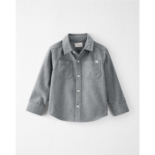 Oshkoshbgosh Heather Grey Toddler Organic Cotton Herringbone Button-Front Shirt | oshkosh.com
