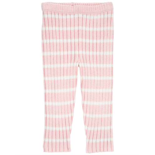 Carters Pink Baby Striped Ribbed Sweater Knit Leggings