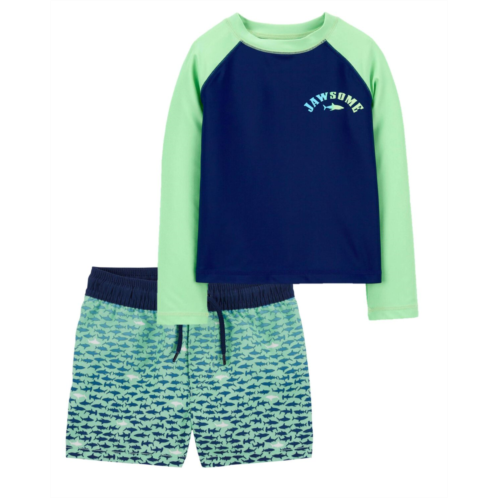 Carters Multi Toddler Shark Rashguard & Swim Trunks Set