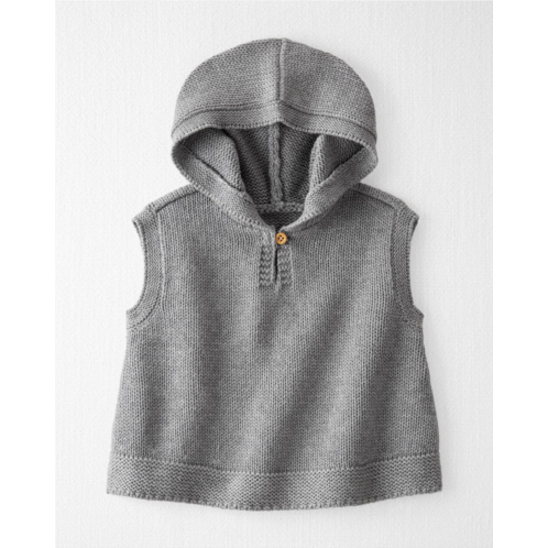 Carters Medium Gray Heather Baby Organic Cotton Sweater Knit Hooded Poncho