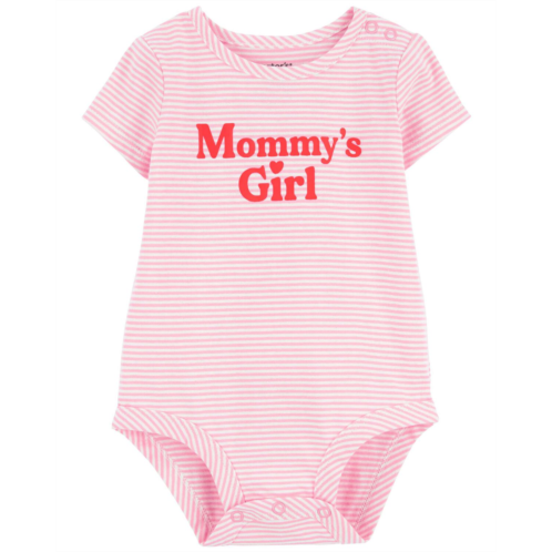 Carters Pink Baby Mommys Girl Striped Cotton Bodysuit