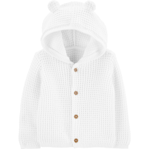 Carters White Baby Hooded Cardigan