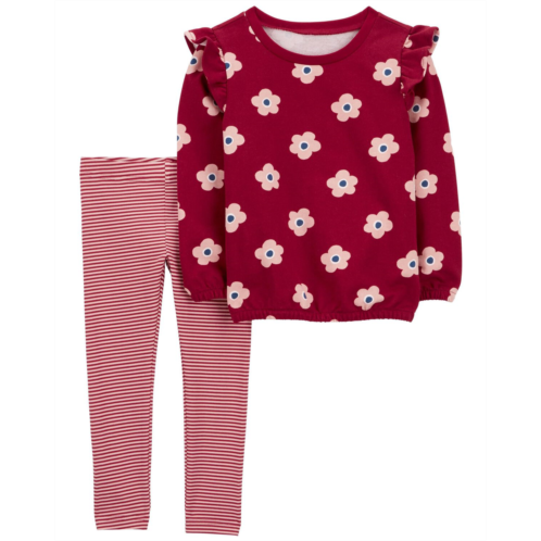 Oshkoshbgosh Red Toddler 2-Piece Floral Tee & Striped Legging Set | oshkosh.com