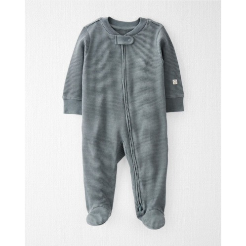 Carters Aqua Slate Baby Waffle Knit Sleep & Play Pajamas Made With Organic Cotton