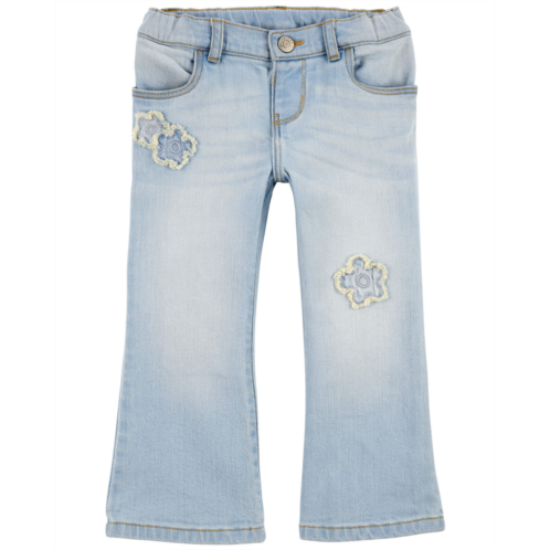Carters Light Lily Wash Baby Floral Patch Iconic Denim Flare Jeans