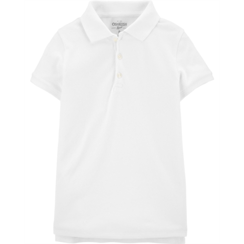 Carters White Kid Stretch Pique Cotton Uniform Polo