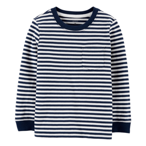 Carters Navy/White Kid Striped Pocket Jersey Tee