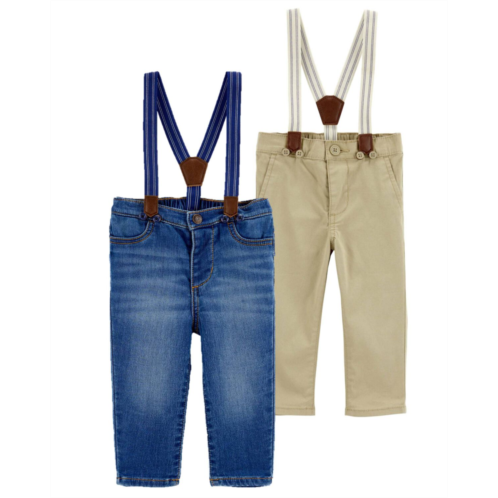 Carters Multi Baby 2-Pack Twill Suspender Pants