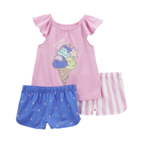 Carters Purple/Blue Toddler 3-Piece Ice Cream Loose Fit Pajama Set