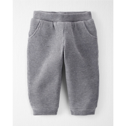 Oshkoshbgosh Heather Grey Baby Waffle Knit Sherpa Lined Pants Made with Organic Cotton | oshkosh.com
