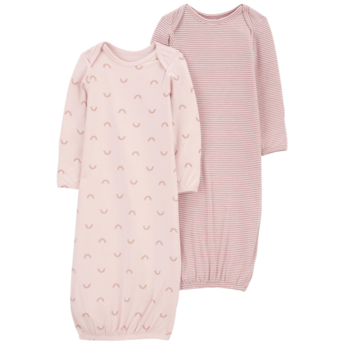 Carters Pink Baby Rainbow 2-Pack PurelySoft Sleeper Gowns