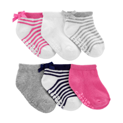 Carters White/Pink Baby 6-Pack Ankle Socks