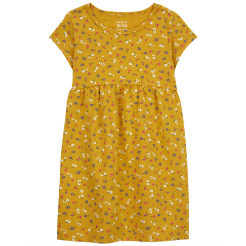 Carters Gold Toddler Floral Jersey Dress