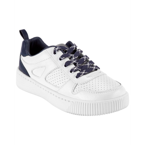 Oshkoshbgosh White/Navy Kid Colorblock Casual Sneakers | oshkosh.com