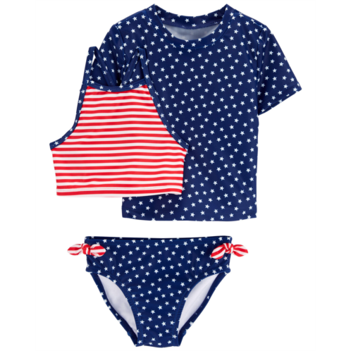 Carters Stars and Stripes Toddler 3-Piece Rashguard Swimsuit Set