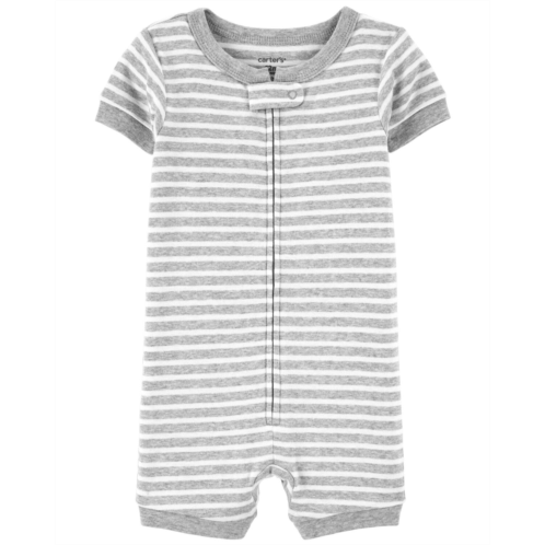 Carters Gray Toddler 1-Piece Striped 100% Snug Fit Cotton Romper Pajamas