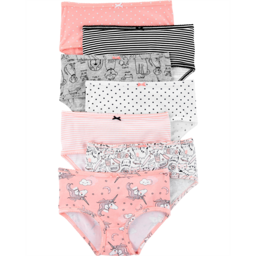 Carters Pink/Black 7-Pack Unicorn Print Stretch Cotton Underwear