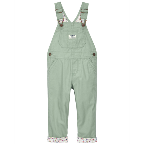 Carters Green Toddler Plaid Lined Lightweight Canvas Overalls