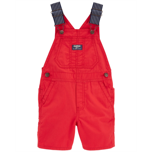 Carters Red Toddler Canvas Shortalls: Hickory Stripe Strap Remix