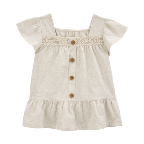Carters Cream Baby Crochet Flutter Button-Front Shirt