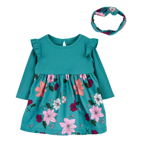 Oshkoshbgosh Turquoise Baby 2-Piece Floral Bodysuit Dress Set | oshkosh.com