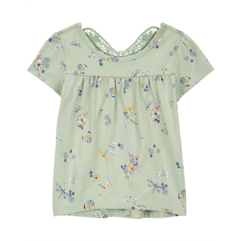 Carters Green Toddler Floral Print Crochet Butterfly Top