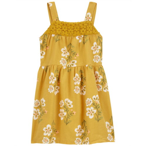 Carters Yellow Toddler Floral LENZING ECOVERO Linen Dress