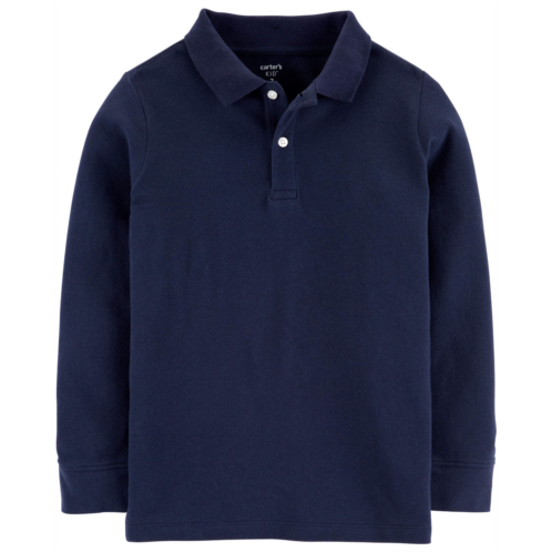 Carters Navy Kid Long Sleeve Polo Uniform Shirt