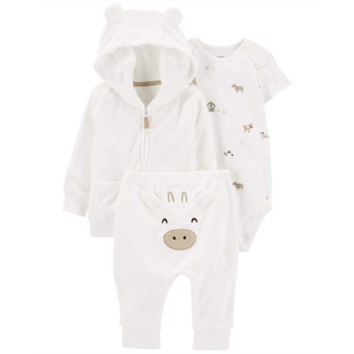 Carters White Baby 3-Piece Terry Little Cardigan Set