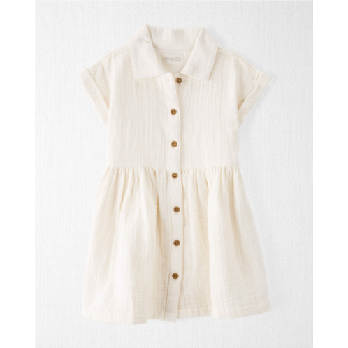 Carters Sweet Cream Toddler Organic Cotton Button-Front Dress in Cream