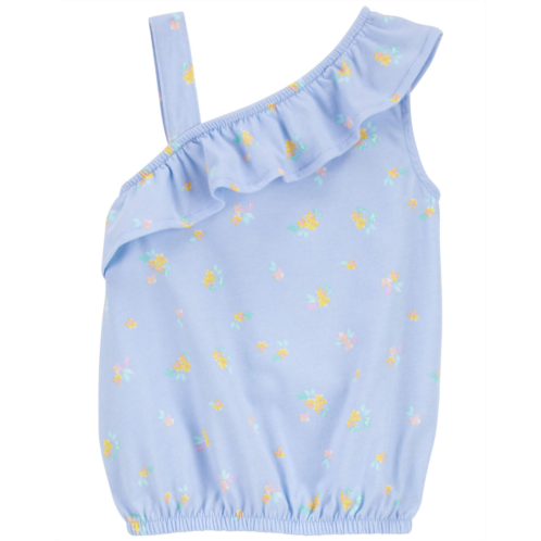 Carters Blue Toddler Floral Print Asymmetrical Top