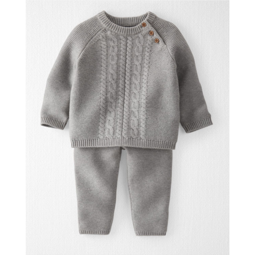 Carters Gray Heather Baby Organic Cotton Sweater Knit 2-Piece Set in Heather Gray