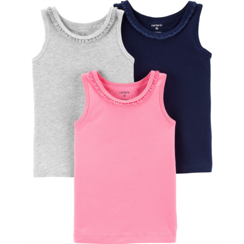 Carters Heather/Pink/Navy Baby 3-Pack Jersey Tanks