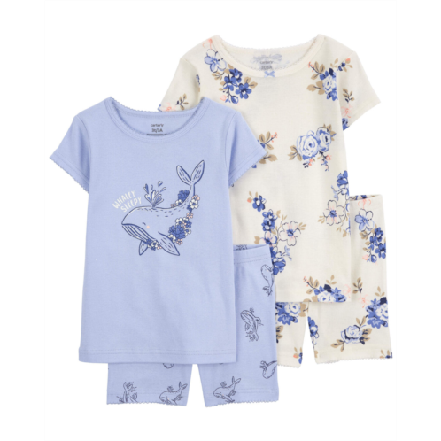 Carters Multi Toddler 4-Piece Floral & Whale-Print Pajamas Sets