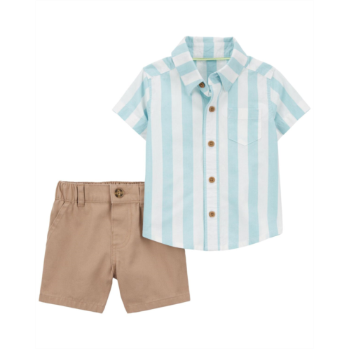 Carters Multi Baby 2-Piece Button-Front Shirt and Chino Shorts Set