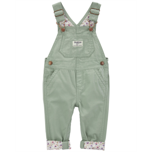 Carters Green Baby Floral Lined Lightweight Canvas Overalls
